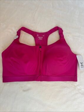 NWT Xersion Front-Zip High-Support Sports Bra in Bright Fuchsia - Size 2X